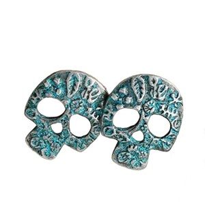 Scull head Earrings Silver Patina Halloween Fall NWT